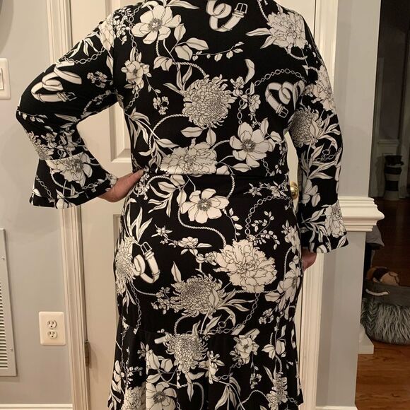 Charter Club Floral Belt Tie Bell Sleeve Dress 1X - Picture 2 of 4